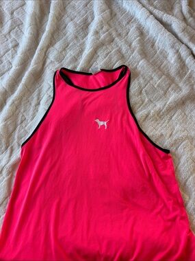 PINK Victoria's Secret Bright Pink Tank with Black Trim
